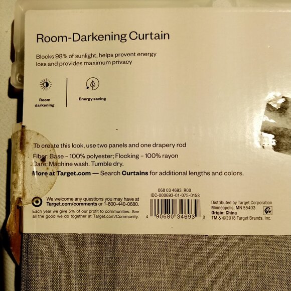 42" x 84" Room Darkening Heathered Gray Window Curtain Panel Rod Pocket NEW - Picture 6 of 8